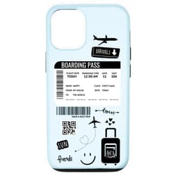 Annalisse Designs Co. iPhone 15 Cute Airplane Boarding Travel Pass Happy Doodle Light Blue Case