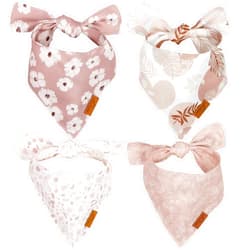 Remy+Roo Extra Large Spring Dog Bandanas - 4 Pack Shannon Set | Premium Durable Adjustable Polyester Fabric | Patented Shape Girl Dog Bandana, Floral Dog Bandana | Ideal for Birthday Party
