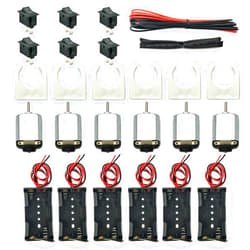 EUDAX 6 Set Small DC motor Mini Electric Hobby Motors 1.5V-3V 24000RPM with 2x1.5V AA Battery Holder Case,Motor Bracket,Rocker Switch and 12Pcs 25cm Electronic wire for DIY toys