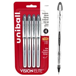 uni-ball Vision Elite Rollerball Pens, Bold Point (0.8mm), Black, 4 Count
