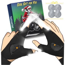 TAOCANTAO Flashlight Gloves Gifts for Men: LED Flashlight Waterproof Gloves Stocking Stuffers for Men Dad Cool Gadgets, Christmas Birthday Gift Ideas for Husband Boyfriend Him Hands-Free Lighted Work Gloves