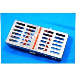 SYNAMED USA German Stainless Dental Autoclave Sterilization Cassette Rack Box Tray for 7 Instrument Orange