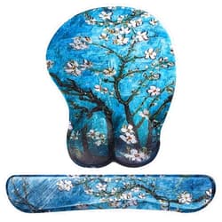 RICHEN Ergonomic Keyboard Wrist Rest Pad and Mouse Wrist Rest Support Mouse Pad Set,Durable & Comfortable & Lightweight for Easy Typing & Pain Relief-Ergonomic Support (Apricot Flowers)