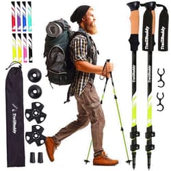 TrailBuddy Trekking Poles - Lightweight, Collapsible Hiking Poles for Backpacking Gear - Pair of 2 Walking Sticks for Hiking, 7075 Aluminum with Cork Grip