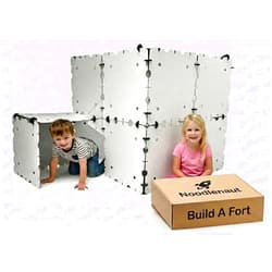 Noodlenaut Cardboard Fort Building Kit – Giant Indoor Kids Fort Builder – Create Life Size Castles, Tunnels & Mazes – Durable White Panels, Reusable Connectors & Compact Storage Box – STEM Toy Ages 4+