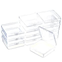 SATINIOR 24 Packs Small Clear Plastic Beads Storage Containers Box with Hinged Lid for Storage of Small Items, Crafts, Jewelry, Hardware (3.7 x 3.7 x 1.18 Inches)