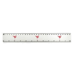 Azeeda 'Flamingo' 30cm (12 Inch) White Plastic Ruler (RL00066264)