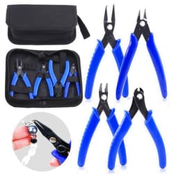 Rustark 4Pcs Jewelry Pliers Tool Assortment Kit, Jewelry Bead Crimping Pliers, Flush Cutter Jewelry, Split Ring Pliers and Wire Cutter Tool for Beading Necklaces Earrings Bracelets DIY Jewelry Making