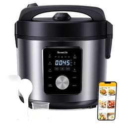 GoveeLife Smart Rice Cooker, 6-in-1 Multi-Cooker, Slow Cooker, Yogurt Maker, Saute Pan, Steamer, Food Warmer, 1000W, 10-Cup Uncooked 5.2 Quart, Includes App with 33 Recipes
