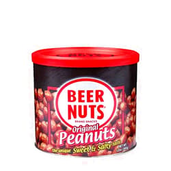 BEER NUTS Original Peanuts - Travel Size Sweet & Salty Bar Nuts - Gluten Free, Kosher, Low Sodium Peanut Snacks Made In The USA - 12oz Resealable Can (Pack of 1)