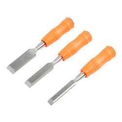 Buck Bros. Buck Brothers 120203K 3-Piece Wood Chisel Set With Acetate Handles | 1/2 Inch, 3/4 Inch, 1 Inch Chisels Included | Carve, Cut, and Shape Wood, Install Windows and Doors | Carpentry Tools,Orange
