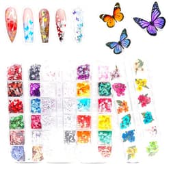 Tufusiur 48 Colors Dried Flowers Nail Art Butterfly Glitter Flake 3D Holographic, Tufusiur Dry Flower Nails Sequins Acrylic Supplies Face Body Gifts for Decoration Accessories & DIY Crafting