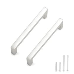 Probrico 30 Pack Hole Centers 5 inch Brushed Nickel Kitchen Cabinet Pulls,Square Corner Bar Drawer Handles,Stainless Steel Dresser Pull Handle 5.5inch Length
