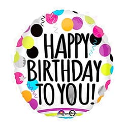 Burton & Burton Happy Birthday Black & White Foil/Mylar Balloon