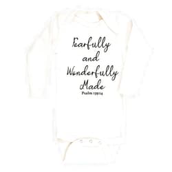 MangoHouse Cute Baby Bodysuit Fearfully and Wonderfully Made Religious Shirt Premium Custom Baby Clothes Unisex Baby Announcement Gift for Mom Newborn Outfit (Long Sleeve Natural, 0-3m)