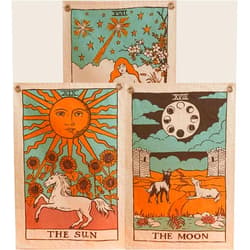 Dinil The Sun, Moon and Star Tarot Tapestries - Aesthetic Bohemian Wall Hanging Tapestry for Bed Room Home Decor Handmade Design