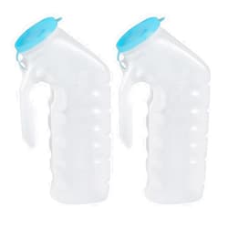 Vakly Male Urinal with Glow in The Dark Cover [32oz Pack of 2] Portable Pee Bottles for Men Used for Hospitals, Incontinence, Emergency and Travel (2)