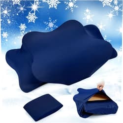 Hahafelt Cooling Cervical Pillowcase Cover with Envelope Closure (Only Pillow Case) Ergonomic Neck Pillowcase Smooth Soft Cool Pillow Cover for Side Back Stomach Sleepers (Dark Blue,Queen Size)