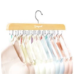 Gomyrod Bra Hanger for Closet, Tank Top Hanger w/20 Hooks Capacity Foldable Wood Space Saving Hangers, 360°Rotating Closet Organizers and Storage for Dorm & Apartment for Bra Scarf Ties(1 Pack)