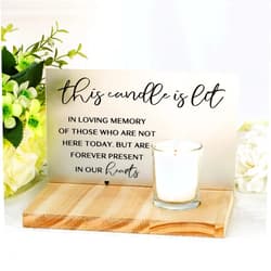 Jetec 3 Pcs Sympathy Gifts Memorial Candle Acrylic and Wooden in Loving Memory Wedding Signs for Loss of Loved One Memorial Sign Bereavement Gifts (Wing)