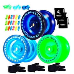 MAGICYOYO Pack of 3 Beginner Yoyos for Kids, MAGICYOYO K1-Plus Responsive YoYos with 3 Yoyo Gloves, 3 Yoyo Bags, 18 Strings, All in A Gift Box