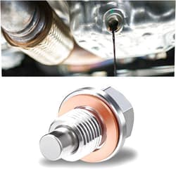 LLII M14 x 1.5 Magnetic Oil Pan Drain Plug, Stainless Steel Oil Sump Drain Plug Nut Bolt Copper Crush Washer Gasket Anti Leakage for Ford, GM, Hyundai, KIA and Accord, CRV, Civic, Pilot, Fit, Odyssey