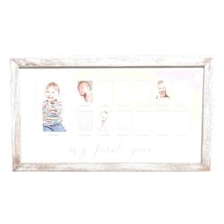 Pearhead My First Year Picture Frame, Baby's First Twelve Months Photo Collage and Gender Neutral Keepsake, Ideal for Baby Shower, New Mom Gift and Nursery Decor, Distressed Wood