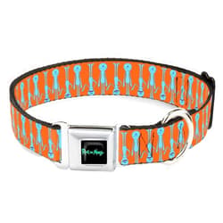 Buckle-Down Dog Collar Seatbelt Buckle Mr. Meeseeks Poses Flip Orange, 1