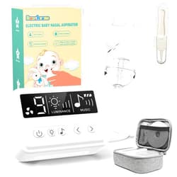 Barchrons Electric Nasal Aspirator for Baby, Hospital Grade 9 Suction Baby Nose Sucker with Built-in Music & Night Light Nose Suction for Infants Babies Toddlers with Larger Snot Storage Tank