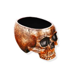 HEYPOMAX Halloween Antique Bronze Resin Skull Statue,Realistic Vintage Look, Multi-Functional Planter & Candleholder