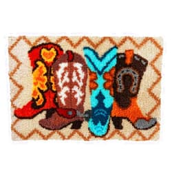 LAPATAIN Latch Hook Kits DIY Crochet Yarn Kits,Boots Carpet Embroidery Hook Rug Kit Needlework Sets Cushion for Kids or Adults Home Decor 20x15inch