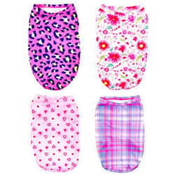 PET SHOW 4 Pack Paw Bone Printed Dog Clothes Shirts Soft Vest Lightweight Sleeveless Cats Doggies T-Shirts Puppies Tank Top Tee for Small Medium Dogs White Black Pink Blue (Medium, Pink for Girls)