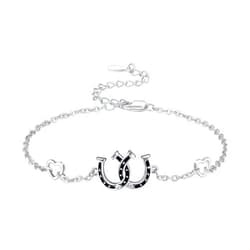AOVEAO Horseshoe Bracelet for Women Sterling Silver Horse Bracelet Jewelry for Girlfriend Sister Mother for Christmas New Year Birthday