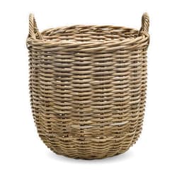 KOUBOO Rattan Kobo Round Storage Basket, Handwoven Rattan Basket with Handles, Organization & Home Decor for Storage, Gray-Brown
