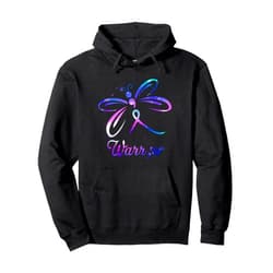Suicide Prevention Awareness - DressedForDuty Dragonfly Fan Warrior Semicolon Suicide Prevention Awareness Pullover Hoodie