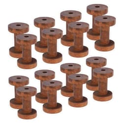 RHBLME 16 Pack Wooden Empty Spools for Wire, 2.4 inch Bobbins Wood Sewing Embroidery Thread Spool Wire Weaving Bobbins for Embroidery and Sewing Machines Arts Crafts Thread Cord Roll