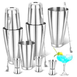 Rookea 12Pcs Cocktail Shaker Set ROOKEA Stainless Steel Boston Shaker Bartender Kit Martini Shaker Drink Mixer Measuring Jigger and Bar Spoons for Bartending Professional Bar Shaker Tools for Beginner