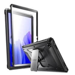 Fintie Shockproof Case for Samsung Galaxy Tab A7 10.4 Inch 2022/2020 Model (SM-T500/T503/T505/T507), Tuatara Rugged Unibody Hybrid Bumper Kickstand Cover with Built-in Screen Protector, Black