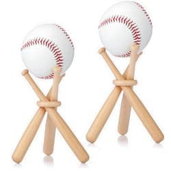Honoson Baseball Stand Holders Balls Display Bat Wooden Stand Holder Display Centerpieces Tables for Baseball Sports Lover