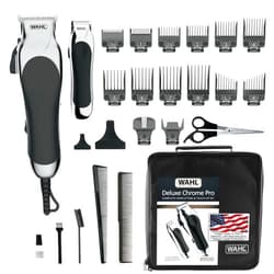 Wahl Clipper USA Deluxe Corded Chrome Pro, Complete Hair and Trimming Kit, Includes Corded Clipper, Cordless Battery Trimmer, and Styling Shears, for a Cut Every Time - Model 79524-5201M