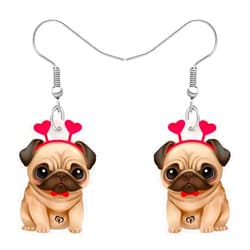 BONSNY Acrylic Red Heart Love Dogs Puppy Earrings Drop Dangle Jewelry For Women Pets Gifts Charms