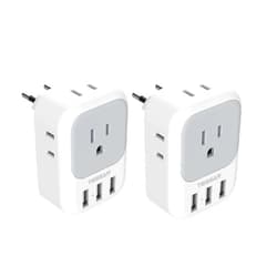 TESSAN European Travel Plug Adapter 2 Pack, US to Europe Power Adapter with 4 AC Outlets and 3 USB, Euro Charger Adaptor Type C for USA to EU Spain France Iceland Italy Germany Greece
