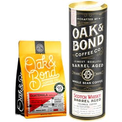Oak & Bond Coffee Co. Guatemala Single Origin and Scotch Whisky Barrel Aged Coffee Bundle - Whole Bean, 22oz. Total