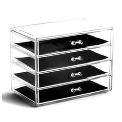 BINO | 4 Drawer Makeup Organizer | Lenox Avenue | THE MANHATTAN SERIES | Makeup Drawer Storage | Cosmetic Organizer | Plastic Vanity | Organizer Clear Makeup Organizers And Storage Cases | Acrylic