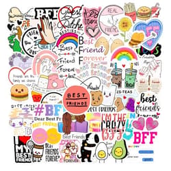 Jaurney Cute BFF Stickers for Kids Teens Adults, 50PCS Best Friends Forever Aesthetic Vinyl Waterproof Stickers for Water Bottle, Laptop, Scrapbook, Friendship Preppy Decals for Bestie, Gift Decor