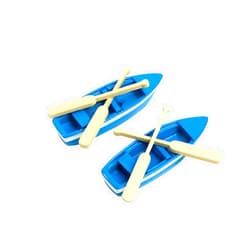 Framendino, 2 Sets Mini Rowboat Tiny Wooden Boat with Oars for Fairy Garden Accessories