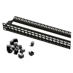 Iwillink Blank 24-Port Keystone Patch Panel, 1U 19'' Rackmount/Wallmount with Metal Housing, Includes 12 Blank Inserts for Custom AV/Data Setups