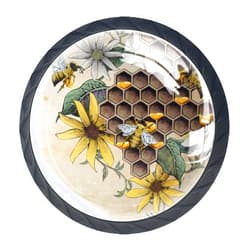 GXXZX Retro Honey Bee and Apiary Etching Shading Style Drawer Pulls Knobs Cabinet Handles,4 Pack Kitchen Cabinet Pulls Cabinet Knobs