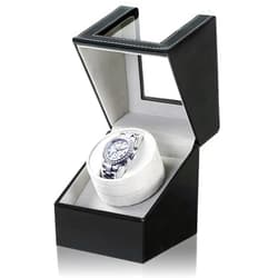 NATGAI Automatic Single Watch Winder | Automatic Watch Winder in Black Leather with Quiet Japanese Mabuchi Motor, Adjustable Watch Pillows,Watch Case for Automatic Watches