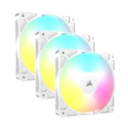 CORSAIR RS120 ARGB 120mm PWM Fans – Daisy-Chain Connection – Low-Noise – Magnetic Dome Bearing – Triple Pack – White